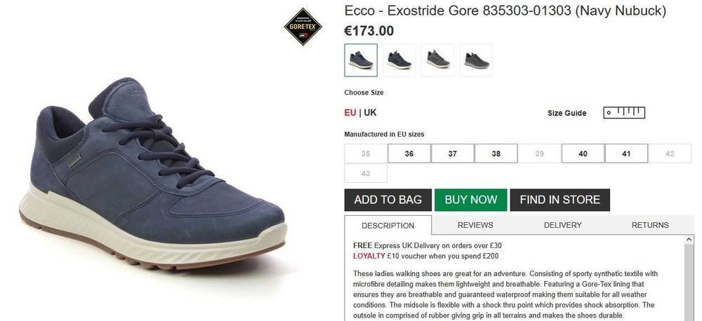 Incaltaminte dama Ecco Exostride Gore ST1 marime 36 gore-tex