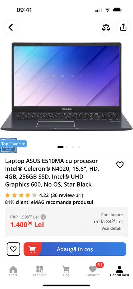 Laptop ASUS E510MA