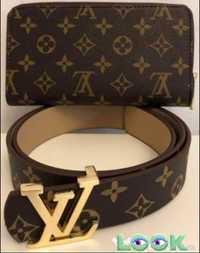 Set portofel +curea Louis Vuitton,saculet, etichetă