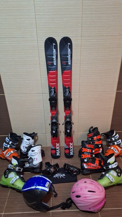 Set schiuri copii 110cm-clapari ski-casca, bete