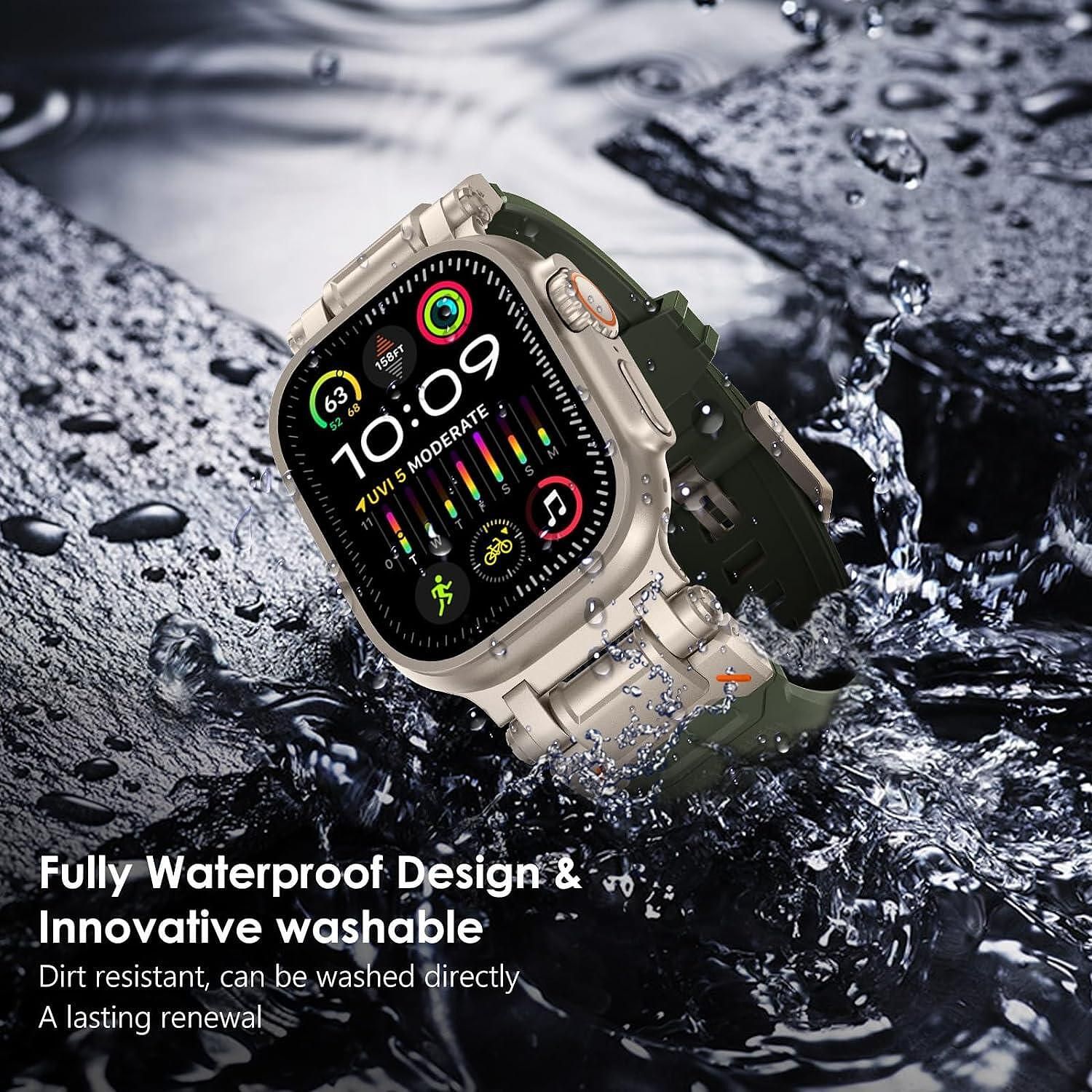 Tech-protect delta pro каишка за apple watch ultra 1/2 - green/titaniu