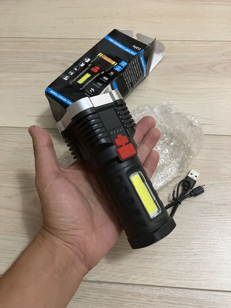 NOUA Lanterna puternica LED reincarcabila USB camping pescuit grătar