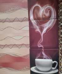 Модульная картина "Чашка с дымящимся напитком ввиде сердца"
