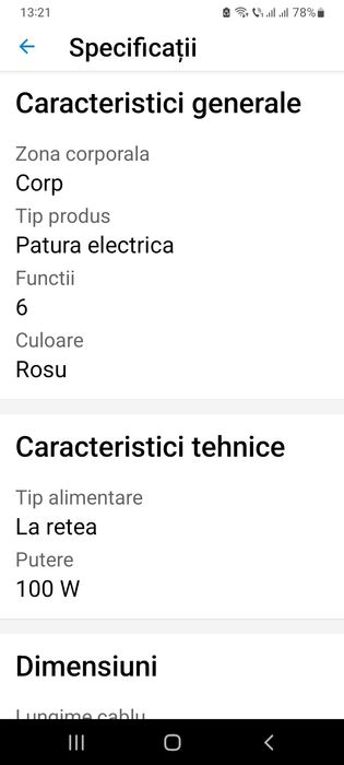 Pătură electrică, 6 nivele, roșu