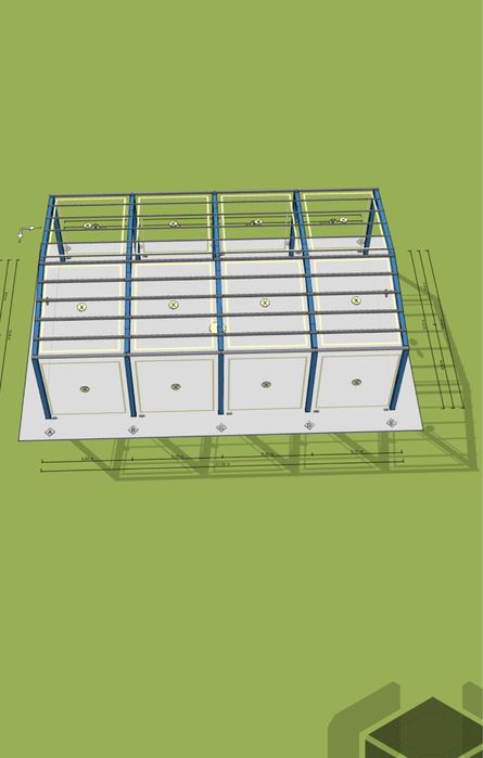 Hale metalice 300mp pe stoc cu montaj si panouri sandwich fundatii