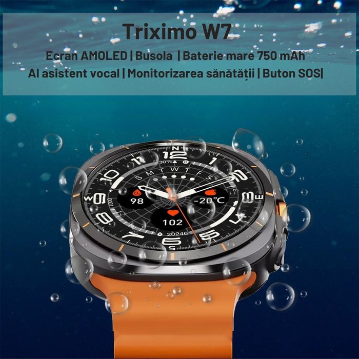 Ceas smartwatch barbati , ecran amoled , monitorizare sanatate