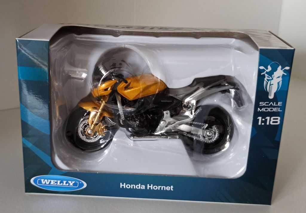 Macheta motocicleta Honda Hornet galben - Welly 1/18