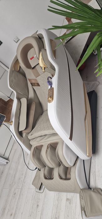 Fotoliu masaj crem-alb