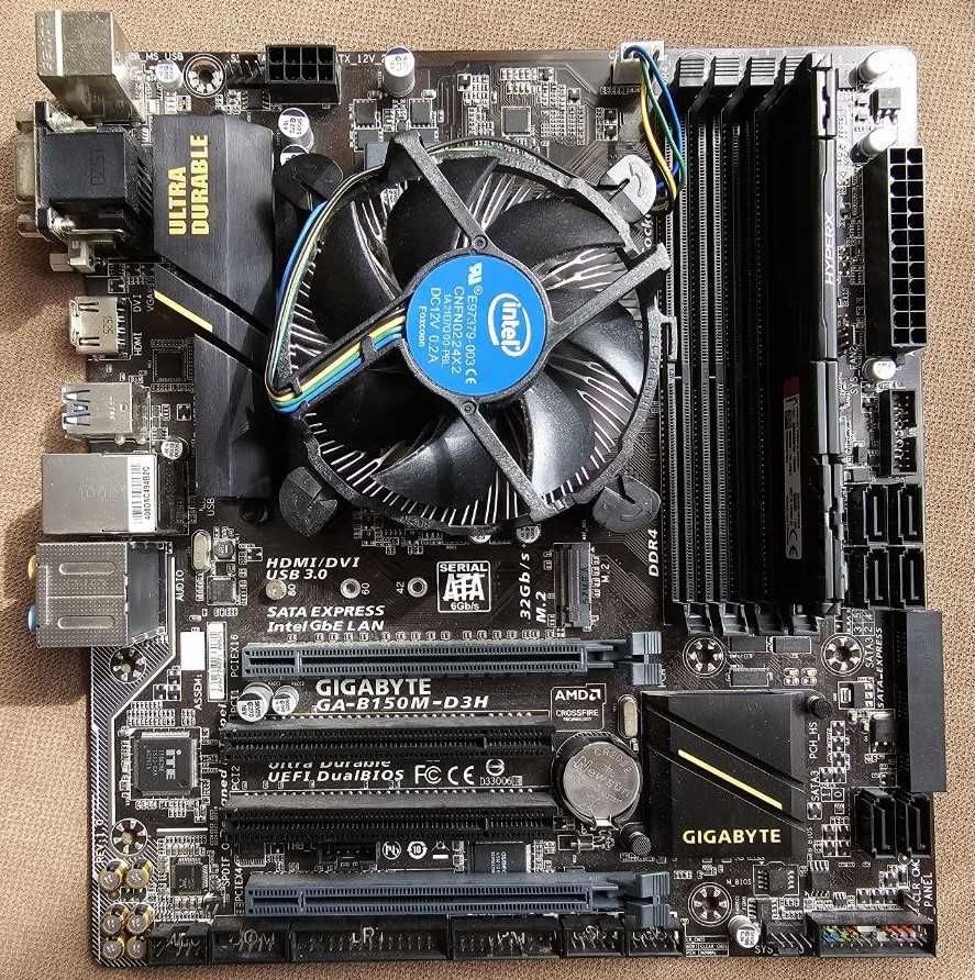 intel i5 6500 3.60 Ghz + Gigabyte GA-B150M-D3H + 8GB DDR4 RAM + Cooler