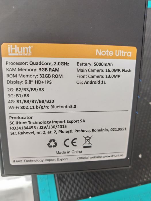 Ihunt Note Ultra, 3/32 GB, Nou, Garanție