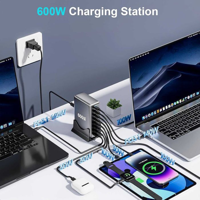 USB C GaN III Pro 8-портова зарядна станция  за множество устройства