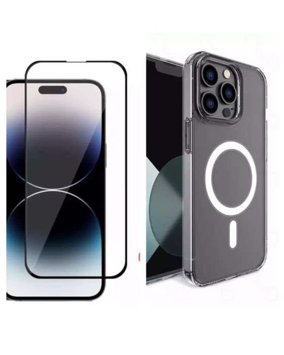 iPHONE 14/15/16/17 PRO MAX PLUS AIR Husa TPUHard Magnetic+Folie Sticla