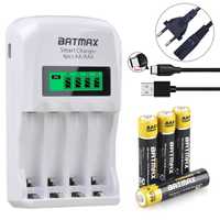 Incarcator Batmax Smart LED Charger + 4 acumulatori AAA 1100mAh