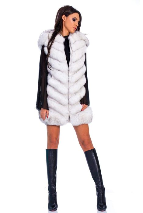 Haină de blană naturală Vulpe Polara, mărimea S