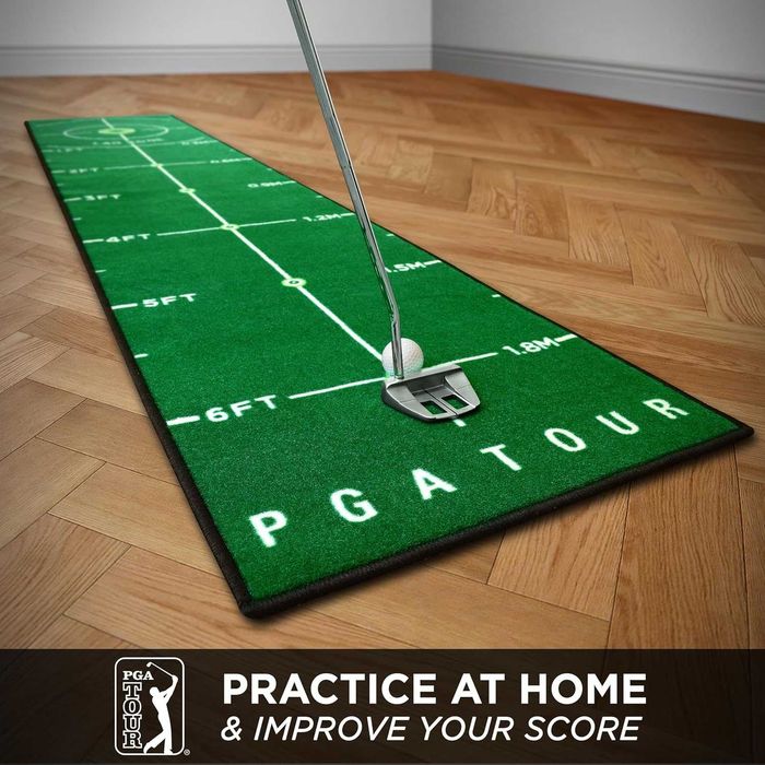 PGA Tour 8ft Deluxe Golf Putting Mat за голф, с насоки за обучение