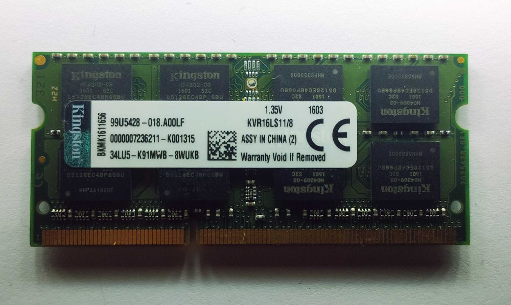 Memorie laptop KINGSTON, 8GB DDR3, 1600MHz, CL11, KVR16LS11/8