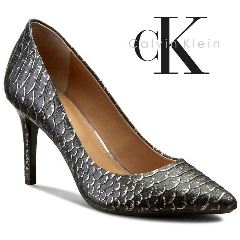 %ПРОМО% CALVIN KLEIN № 39 – Дамски сандали с шагрен от ест. кожа нови