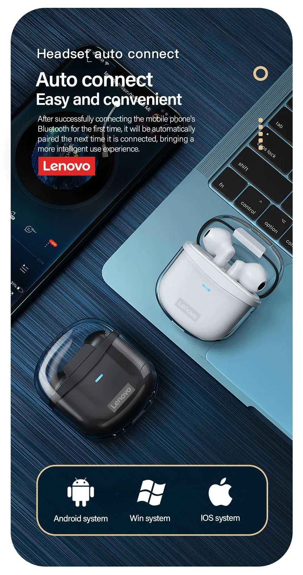 НОВИ Wireless/ Безжични слушалки Lenovo Thinkplus XT96 / Gaming/ Music