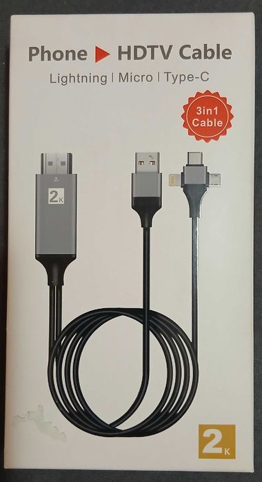 Адаптер USB-C / micro USB / iPhone към HDMI с USB-A захранваща връзка