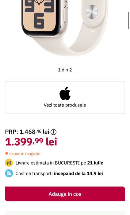 APPLE Watch SE (2nd Gen) V2, GPS + Cellular, 40mm, sigilat, OCAZIE