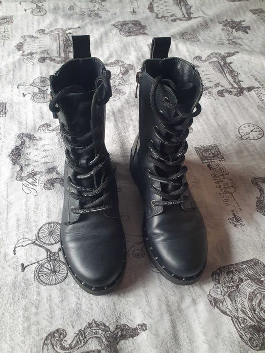 Черни кожени кубинки с лак 36 номер