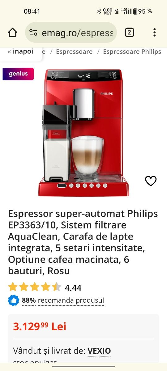 Espressor Philips Saeco CA NOU !