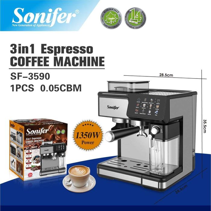 Новая автоматическая кофемашина Sonifer SF-3590, Cappuccino, Latte, Es