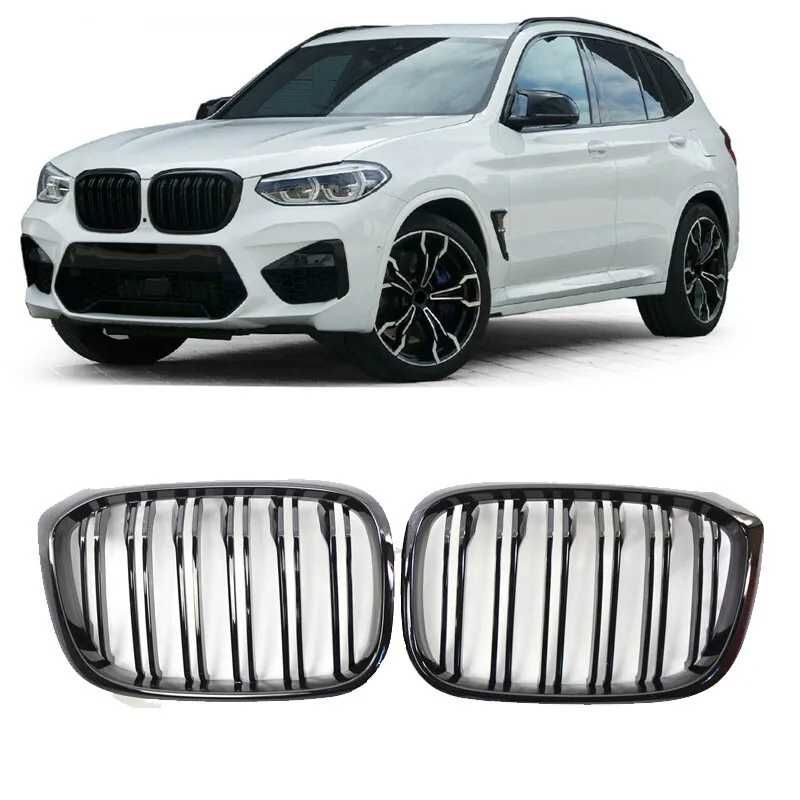 Двойни Решетки Бъбреци за BMW X3 G01 X4 G02 2018>2021 Черен Гланц