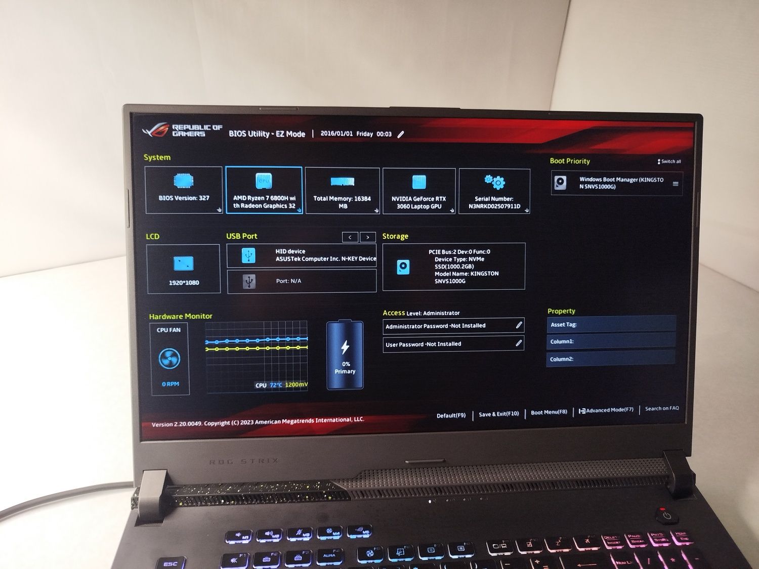 Топовый игровой ноутбук Asus ROG Strix G713, 17 дюймовы экран 2К 240Гц
