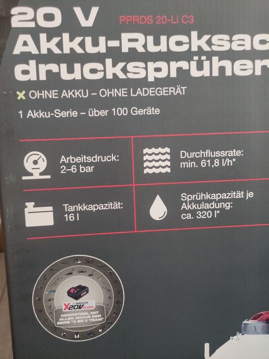 Pulverizator 20 V Parkside Performance pe baterie atomizor