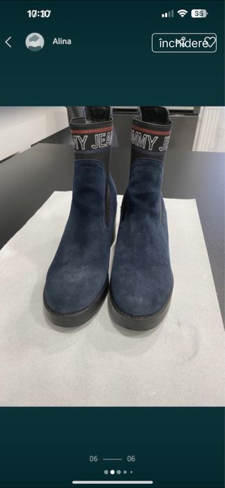 Ghete de piele albastre nr.39 "TH" originale