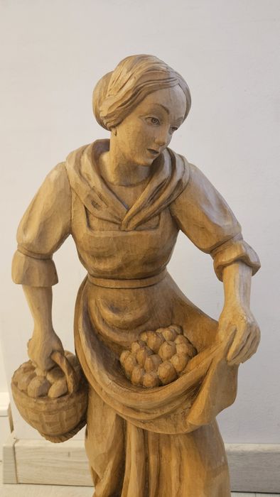 Două statui sculptură în lemn masiv