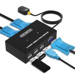НОВ! VGA превключвател, 1 монитор и 3 USB между 2 компютъра, модел 2