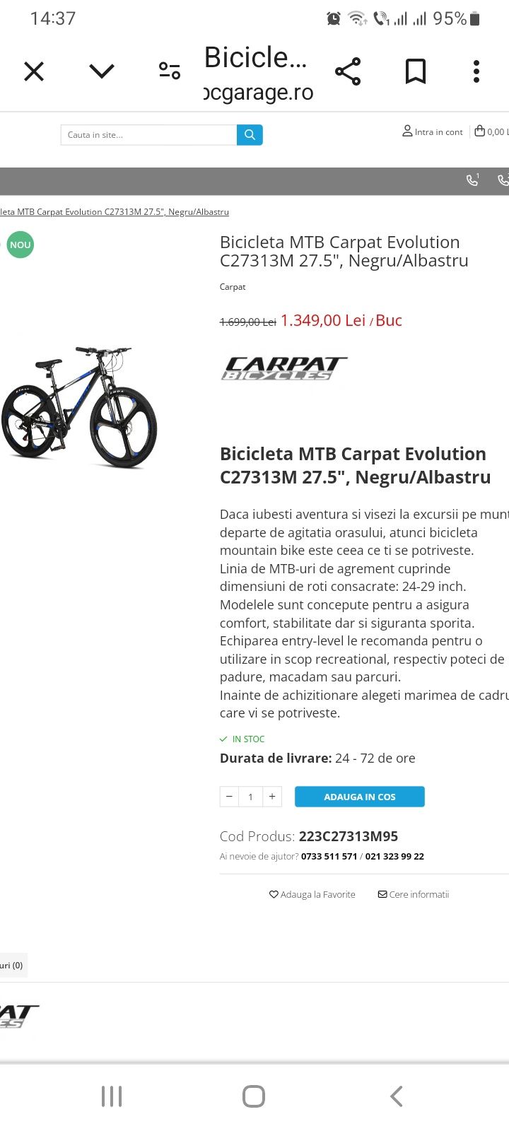 Bicicletă MTB Carpat Evolution C27313M,27,5" Negru/Albastru