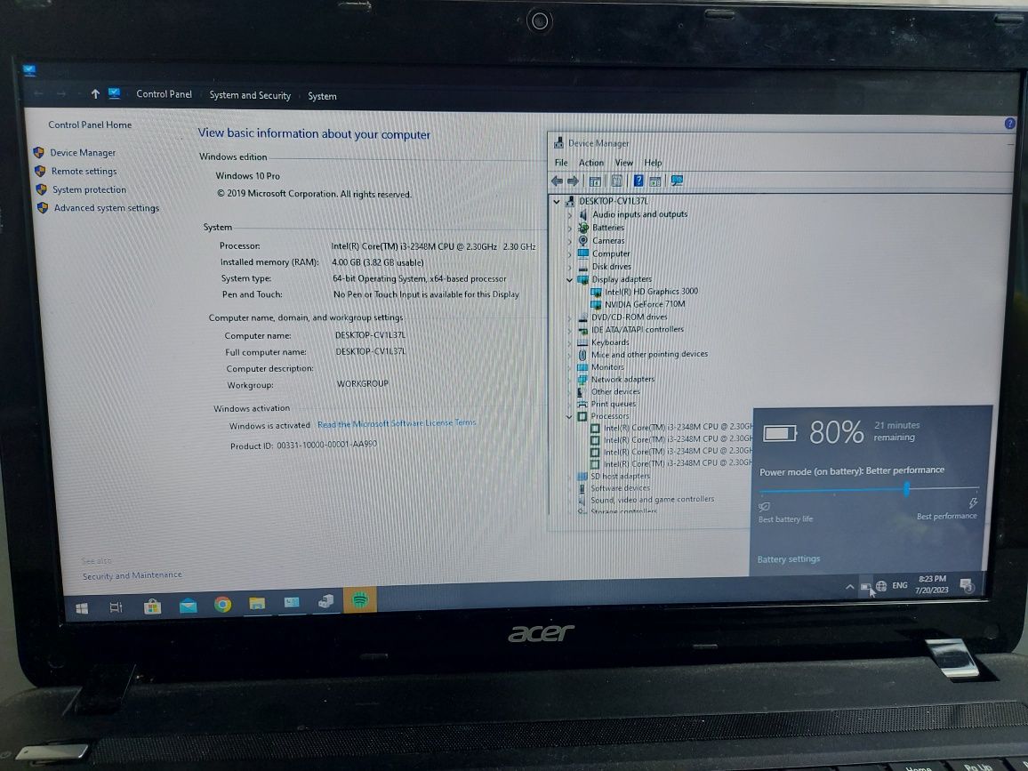 Dezmembrez Laptop Acer Intel core i3
