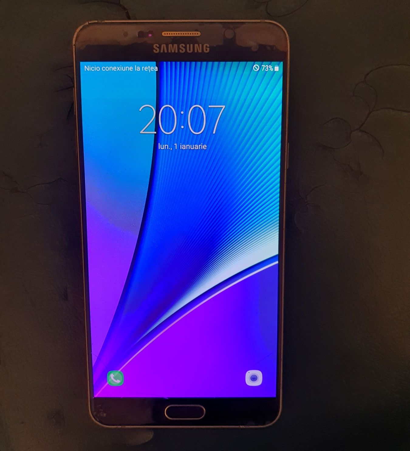 Samsung Note 5 cu fisura invizibila pe display si spate spart