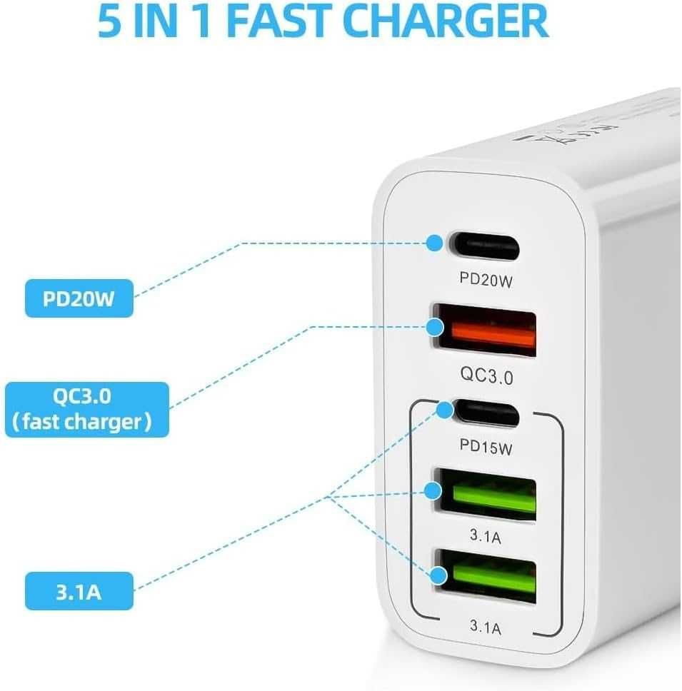 Зарядно за телефон 220V 5 USB порта 65W Digital One SP00987 pkg057