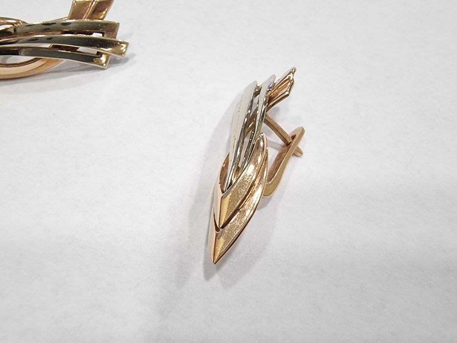 Дамски златни обеци - двуцвено злато