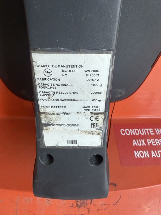 Transpaleta BT 2016 1900 ore functionare