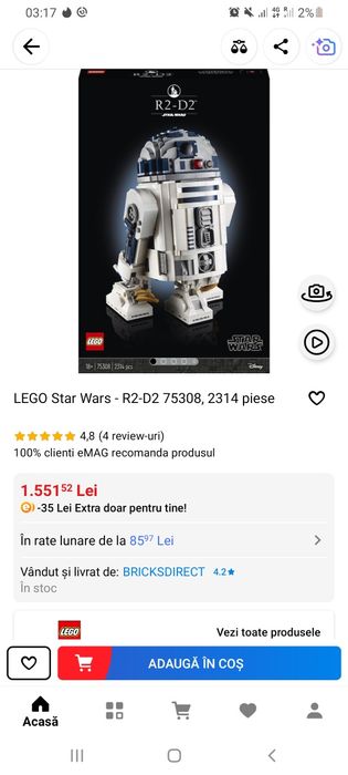 Lego R2-D2 Star Wars nou 1200ron