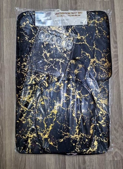 Коврики для ванной с золотым коврик контурный и крышка