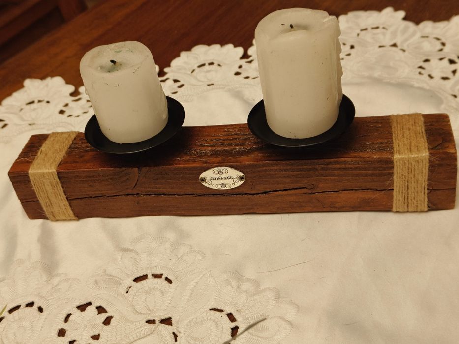 Suport lumânări lemn masiv - handmade rustic