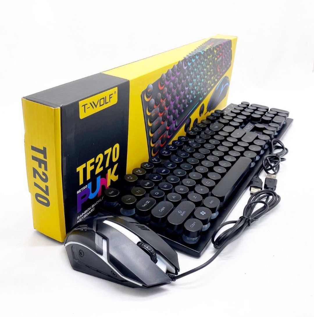Клавиатура T-WOLF TG270 retro     punk gaming keyboard