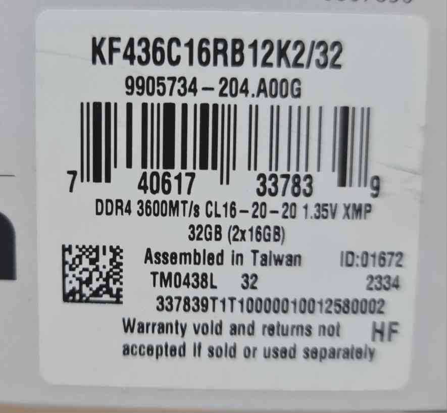 RAM Памет KINGSTON Fury 32GB (2x16) DDR4, CL16, 3600MT/s