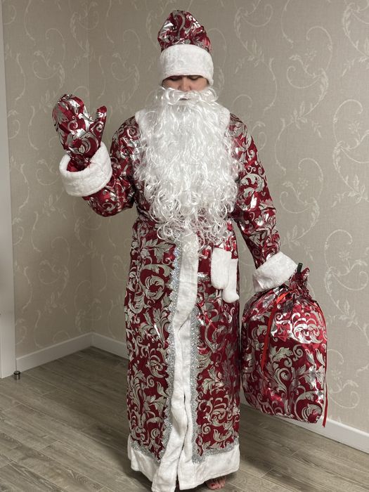 Прокат костюма деда мороза ( в комплекте халат, шапка, варюшки,мешок)