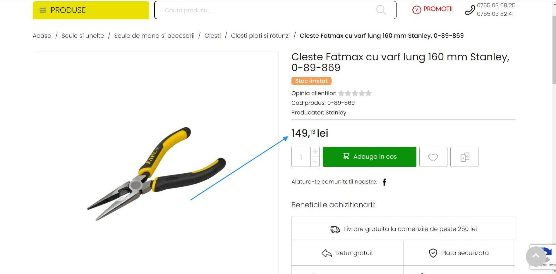 Cleste PROFESIONAL  (Stanley Fatmax) cu varf lung 160 mm(Super Pret).