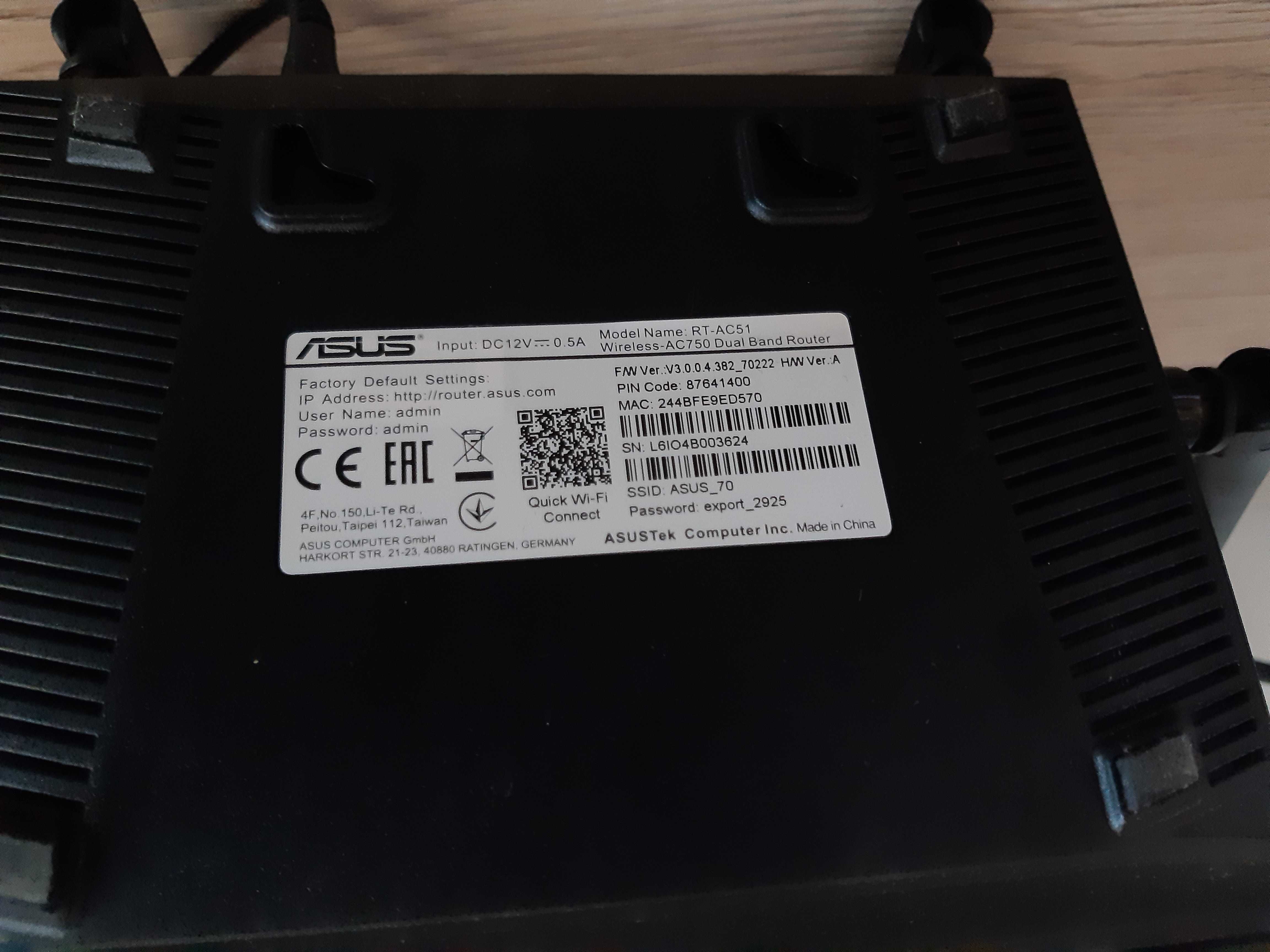 Router Wireless ASUS RT-AC51, AC750, Dual-Band, 4 antene Wi-Fi