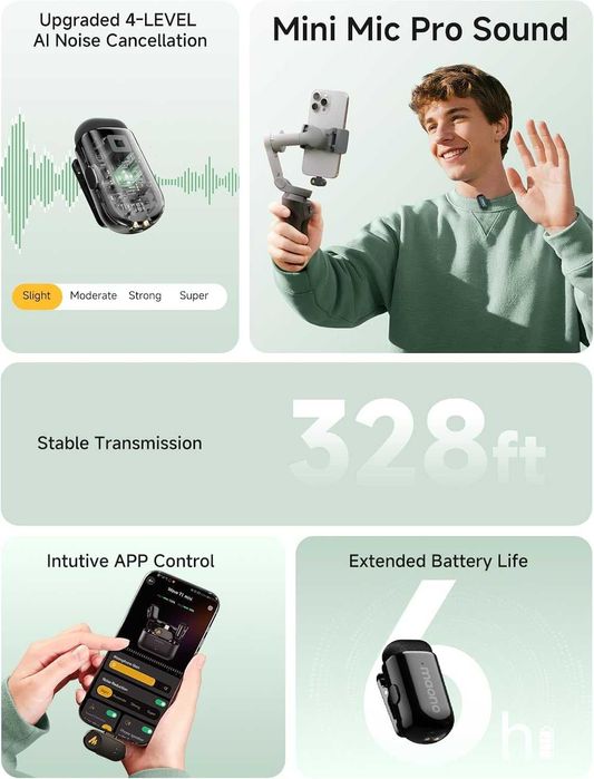 Безжичен микрофон брошка MAONO Wave T1 Mini USB-C за телефон