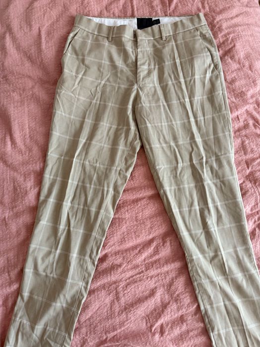 Кариран дамски бежов панталон Asos