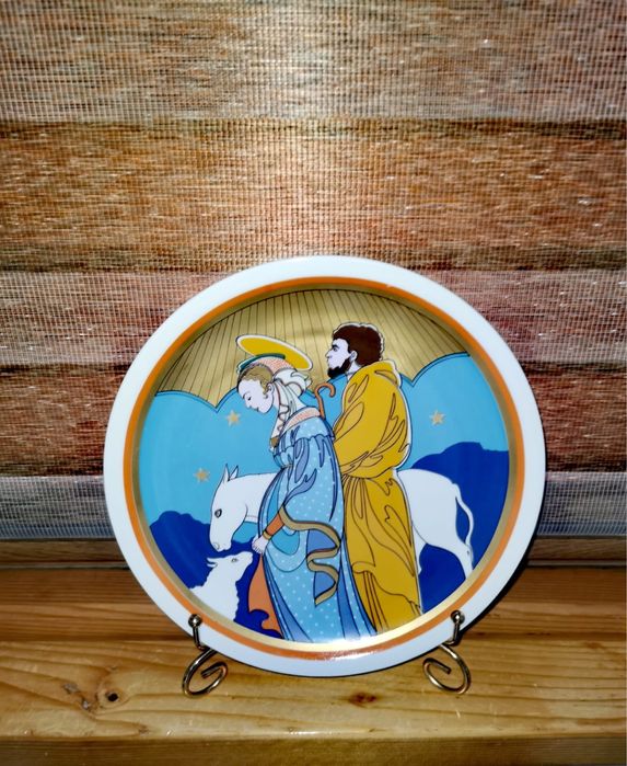 Порцелан коледна чиния плато лимитирано издание Azberg подписана 80г.